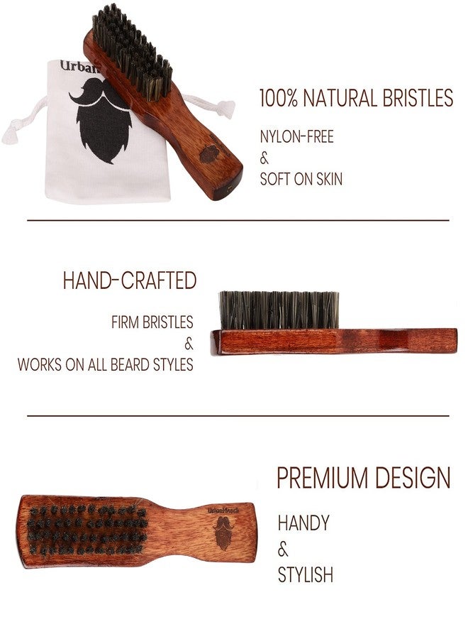 UrbanMooch Premium 100% Fiber Bristle Beard Brush With Wooden Handle, Straightens And Promotes Beard Growth, Works With Beard Oils And Balms, For Healthy & Stylish Beard - Image 2